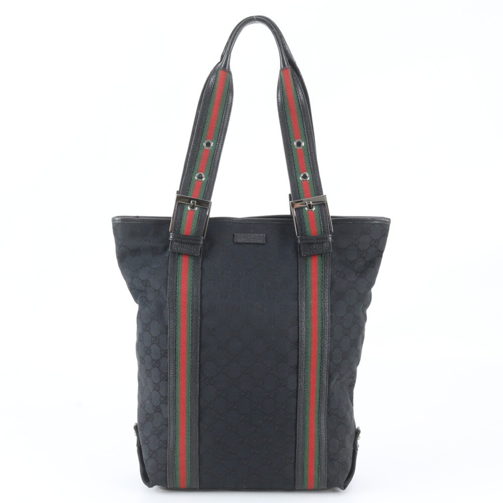 Gucci GG Canvas Sherry Line 131186 Leather Tote Bag Handbag Shoulder Business...